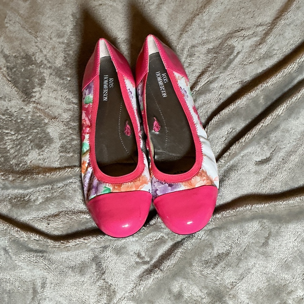 Ross Hommerson Pink Floral Cap-Toe Ballet Flats
